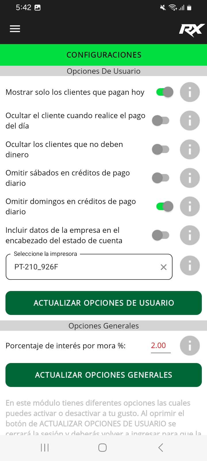 Pantallazo RX - seguridad y respaldo en la nube